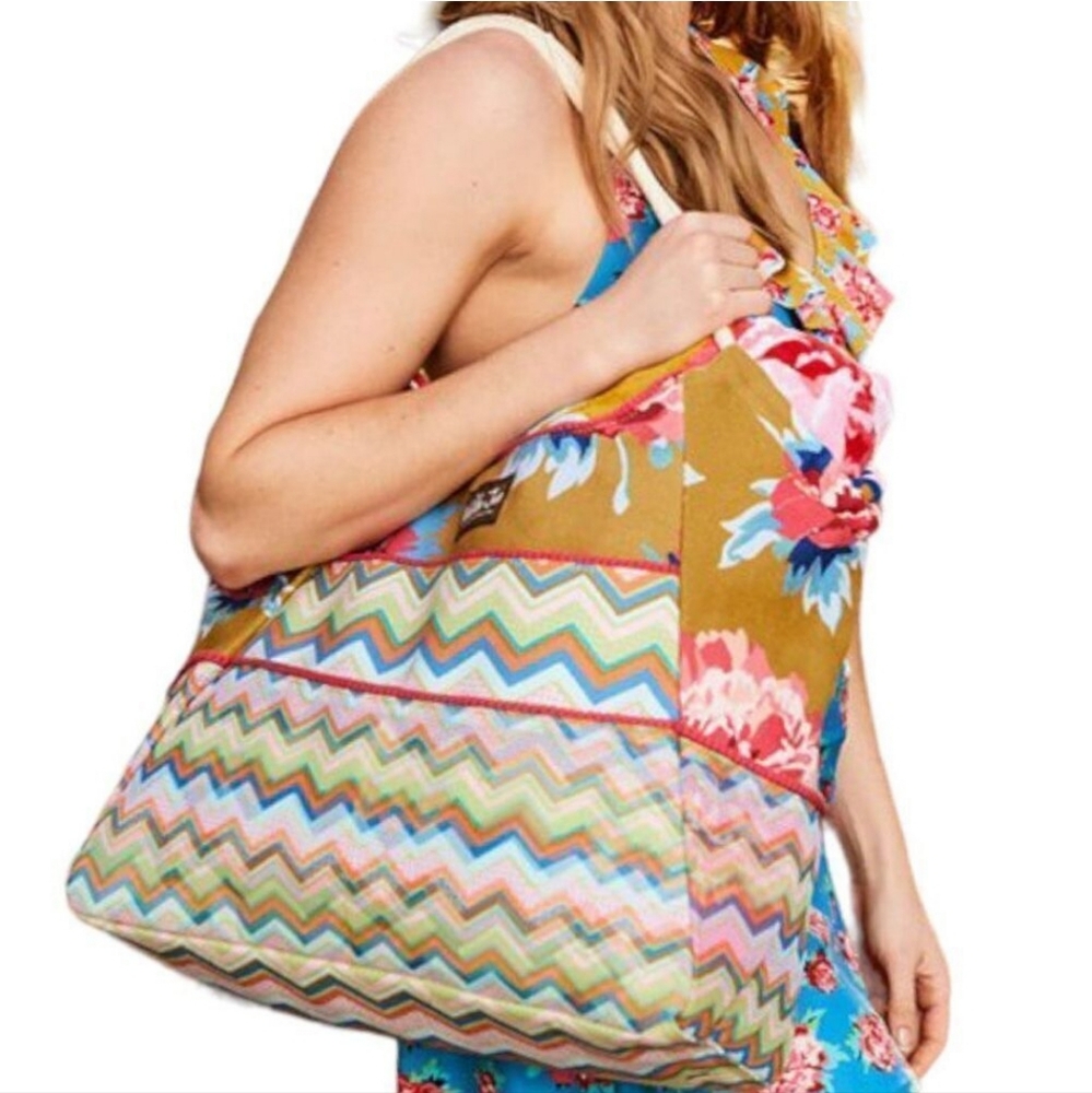 Matilda Jane Floral Chevron Gather It Up Tote Bag Preloved EUC